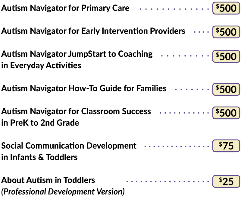 Pricing for Autism Navigator Courses